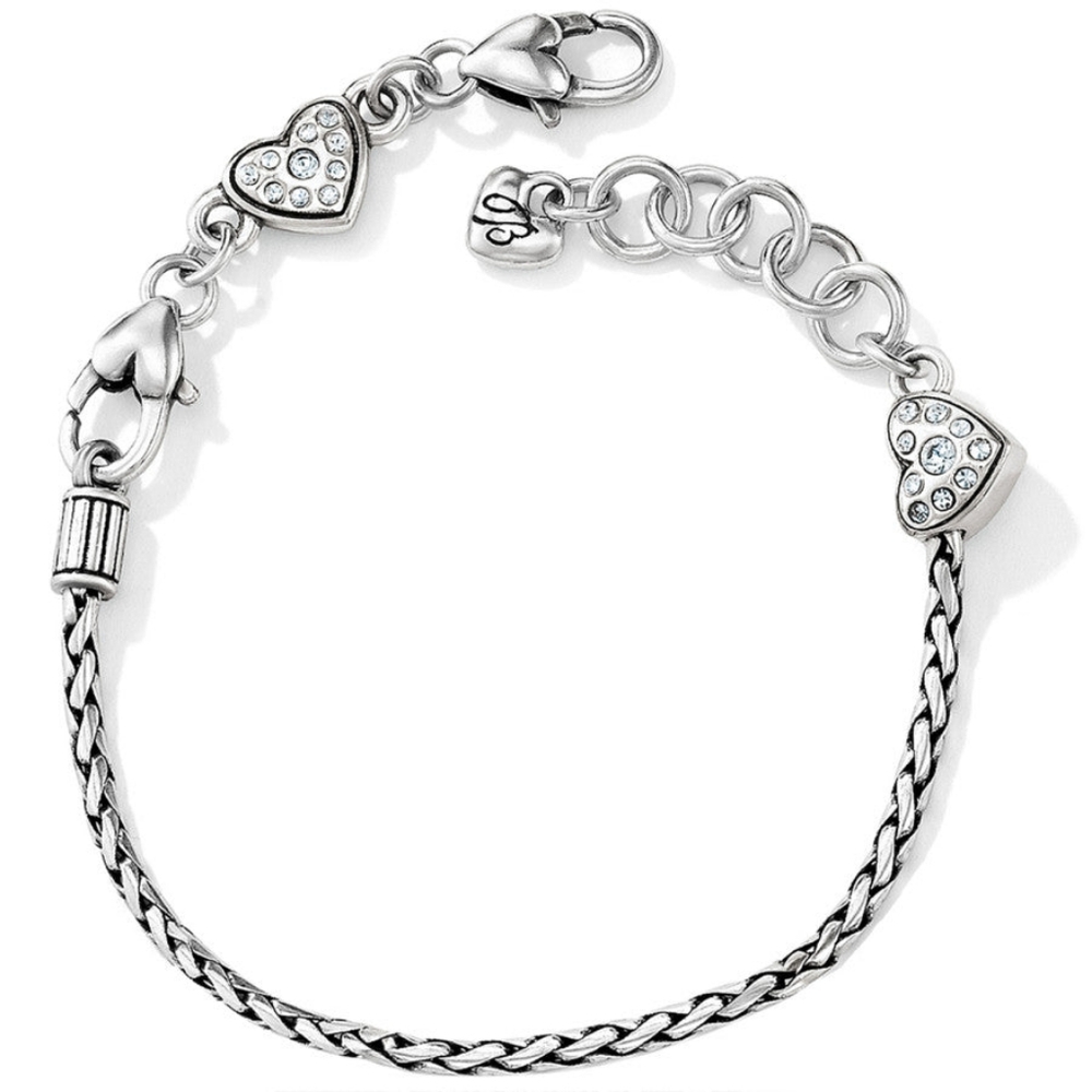 $58 Brighton "HEART SLIDE" Add A Charm Starter Bracelet w Crystal Hearts! 💛💛💛